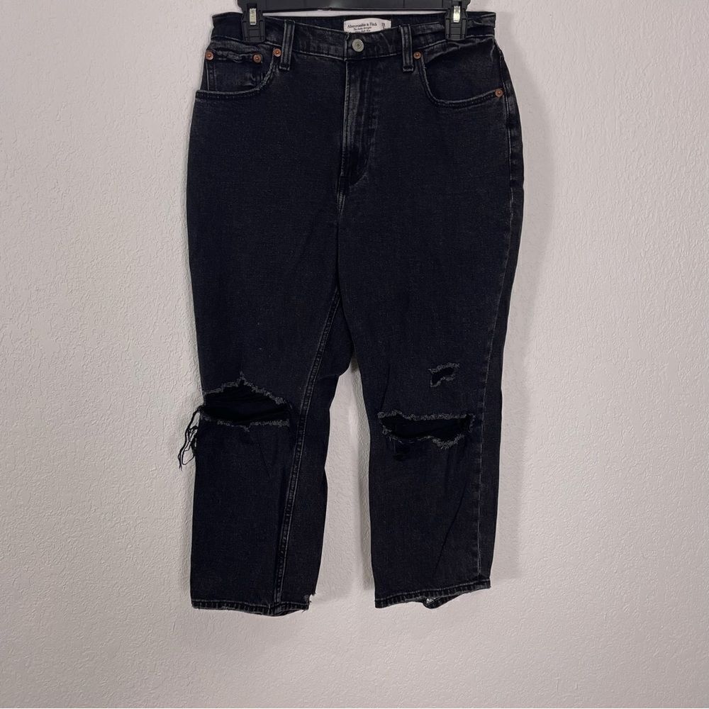 Abercrombie & Fitch Washed Black‎ Ultra High Rise The Ankle Straight Leg Jeans 6